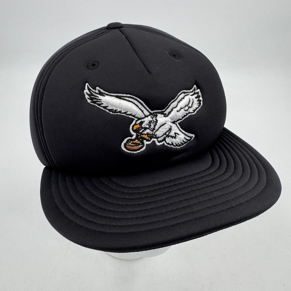 Philadelphia Eagles Mitchell & Ness NFL Foam Fitted Hat Cap Black 7 5/8 NWT
